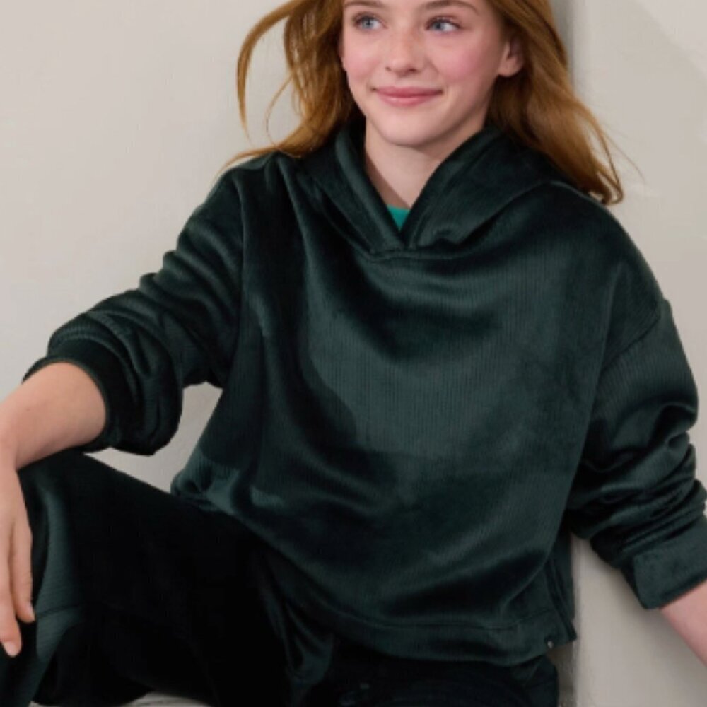 ATHLETA GIRL Cozy Rib Hoodie Dark Green Size XL / 14 - Picture 3 of 8